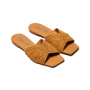 L’Intervalle Abilene Camel Flat Sandals Size EU 38